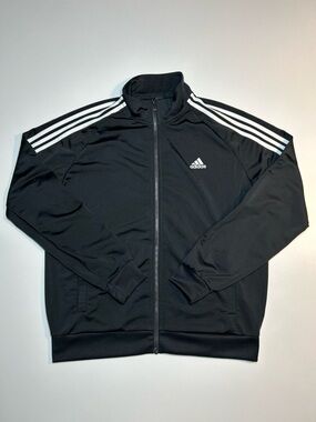 adidas Men's Essentials Warm-Up 3-Stripes Track Jacket Black White
